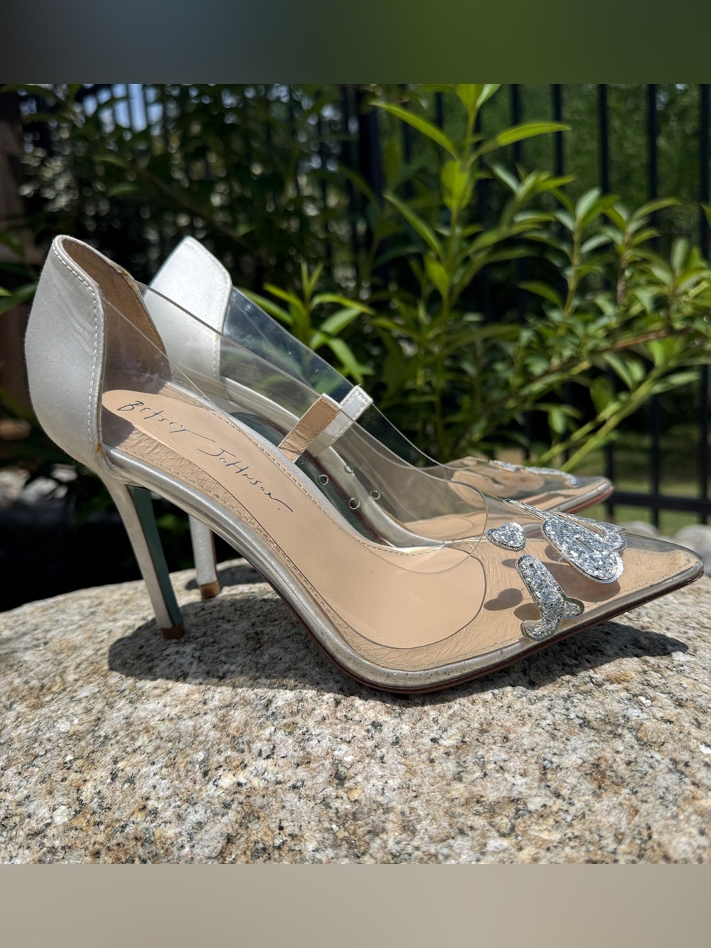 Betsey Johnson I Do Heels Clear PVC Bridal Pumps Wedding Bachelorette Bride 7.5 - Picture 7 of 11